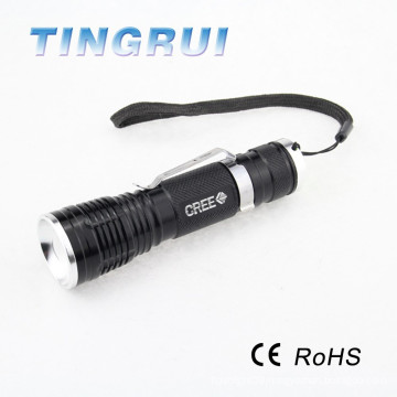 High Light Zoom Heads Rechargeable torch Led Flashlight With Clamp
